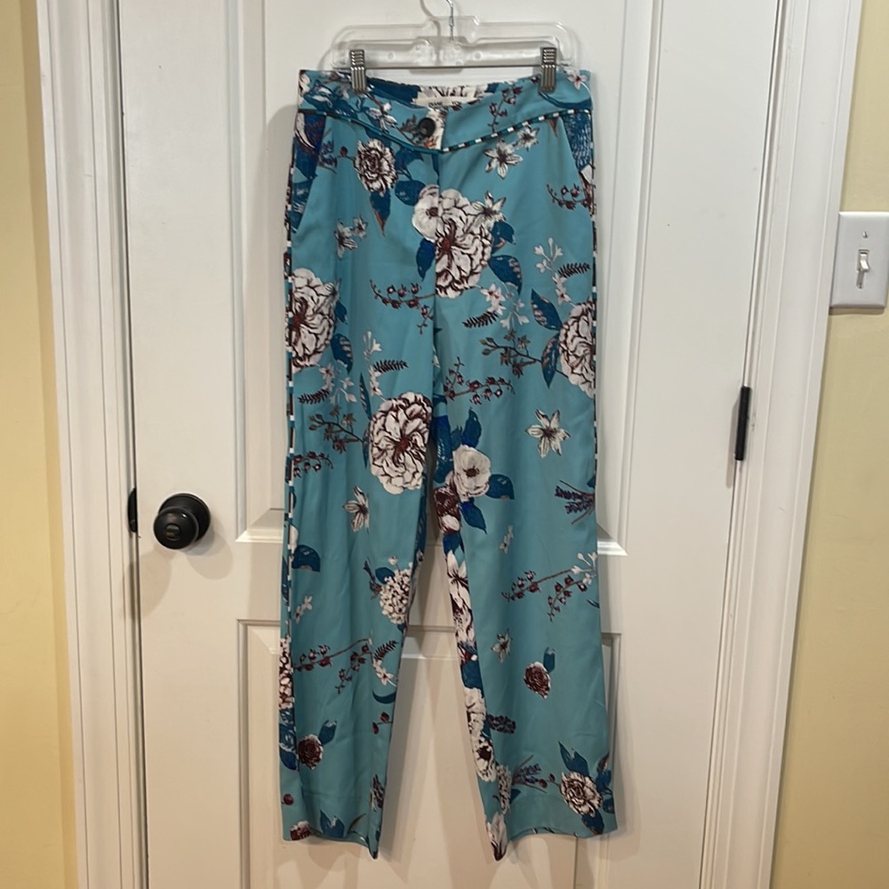 DIANE VON FURSTENBERG DVF ASHLEY FLORAL PRINT CADY STRAIGHT LEG PANT - Picture 2 of 11